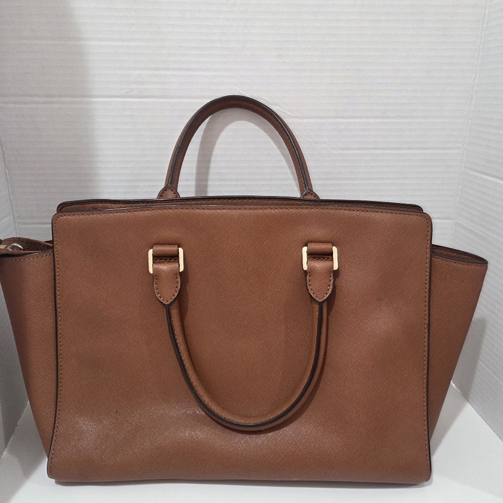 Michael Michael Kors Selma Large Leather Satchel Bag Luggage Brown AUTHENTC - Picture 3 of 17